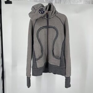 Vintage Lululemon Striped Scuba Zip Up Hoodie Women's 8 M Rare Athleisure Yoga